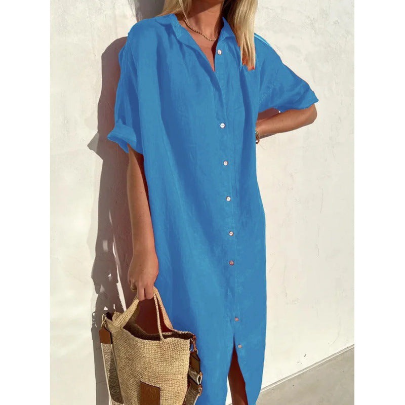 Levoire | Robe de poche Coton-lin Longue robe de poche Bleu
