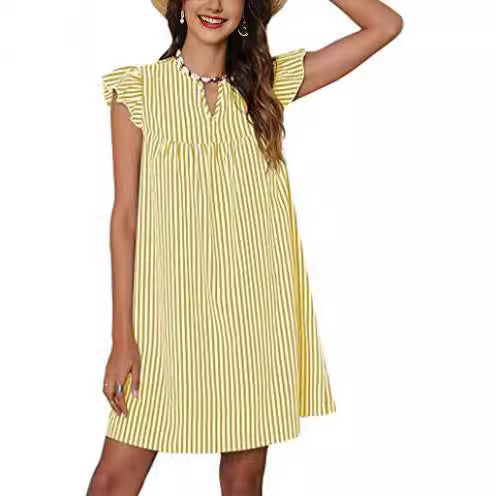 Robe de plage femme à coupe fluide et manches ruffles volumineuses Levoire