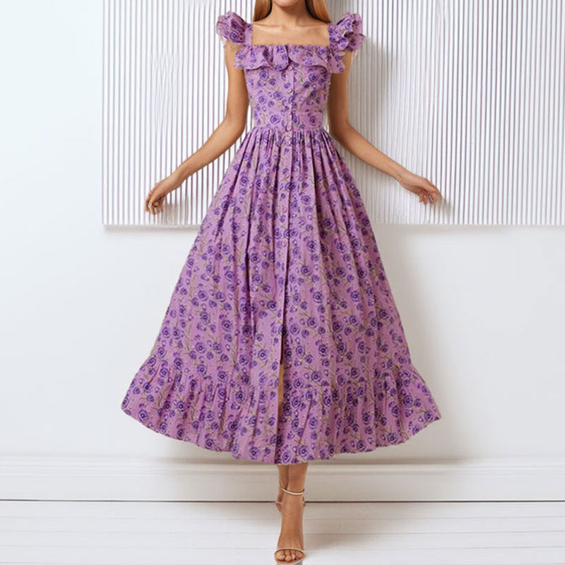 Robe maxi femme avec volants et imprimé floral Levoire
