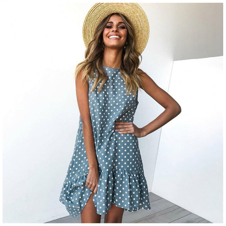 Robe d'été A-line pour femme avec ourlet volanté et pois Levoire