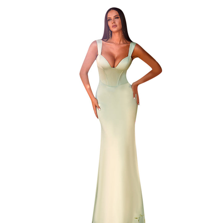 Robe Maxi Élegante pour Femmes avec Décolleté en V Profond et Silhouette Ajustée Levoire
