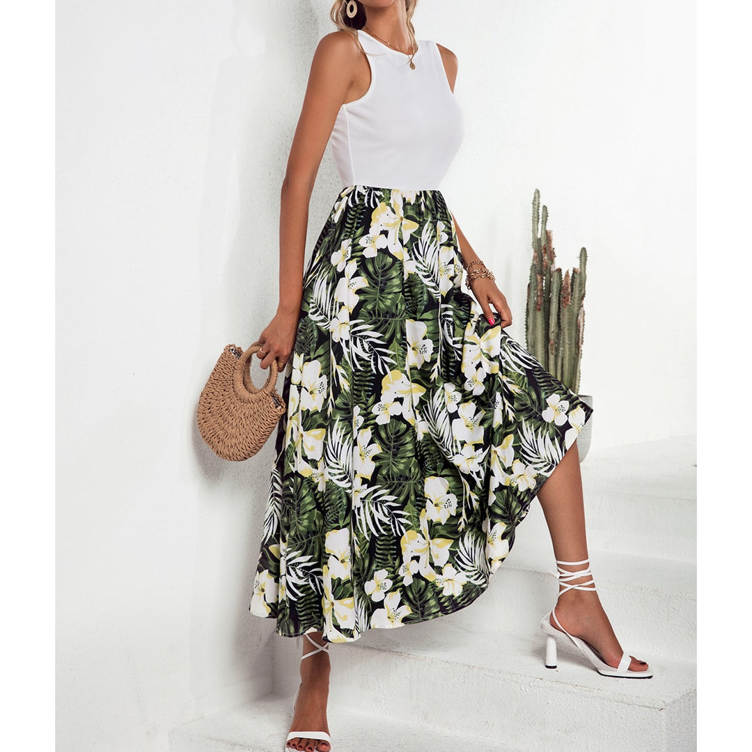 Jupe maxi pour femmes avec motif floral et ourlet évasé Levoire
