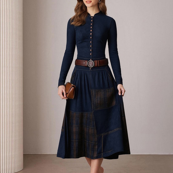 Robe midi élégante pour femmes avec boutonnières et détails contrastés Levoire