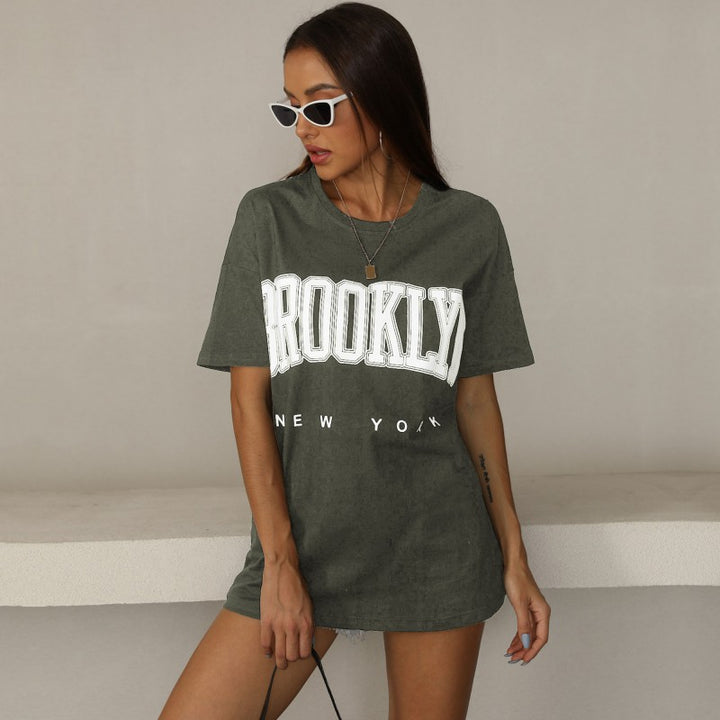 T-shirt surdimensionné pour femmes avec impression tendance Brooklyn Levoire
