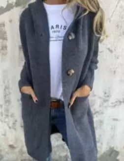 Manteau tricoté pour femme avec poches pratiques et design de bouton élégant Levoire