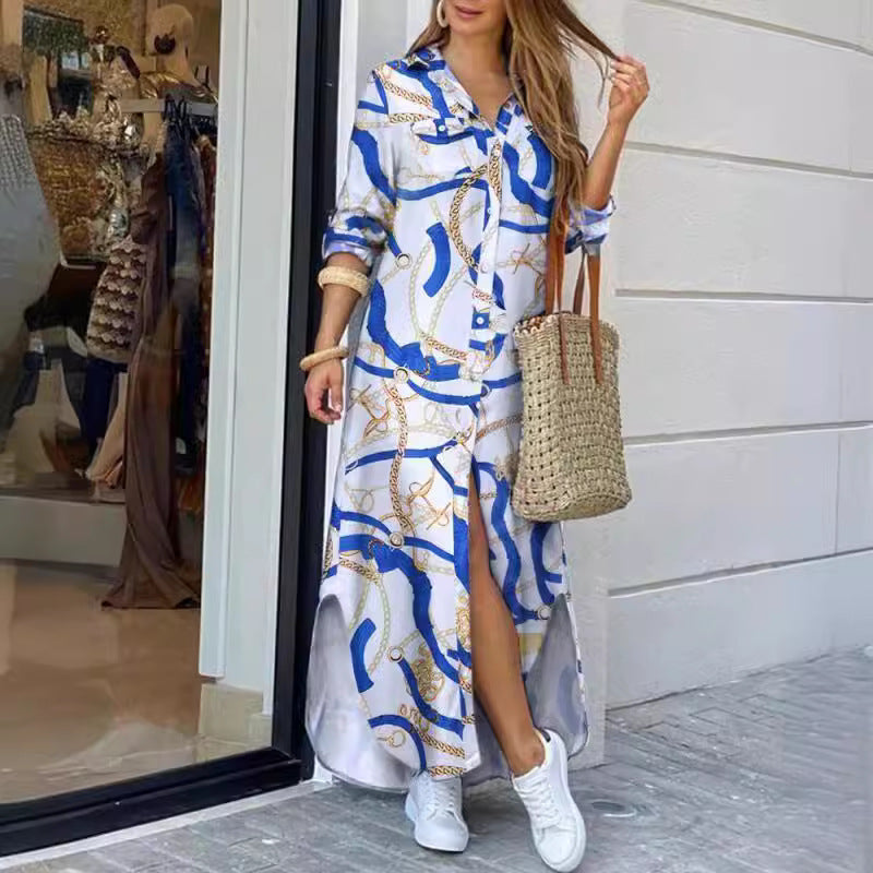 Robe chemise pour femmes avec motif élégant et fentes latérales Levoire