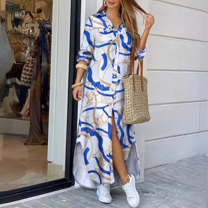Robe chemise pour femmes avec motif élégant et fentes latérales Levoire