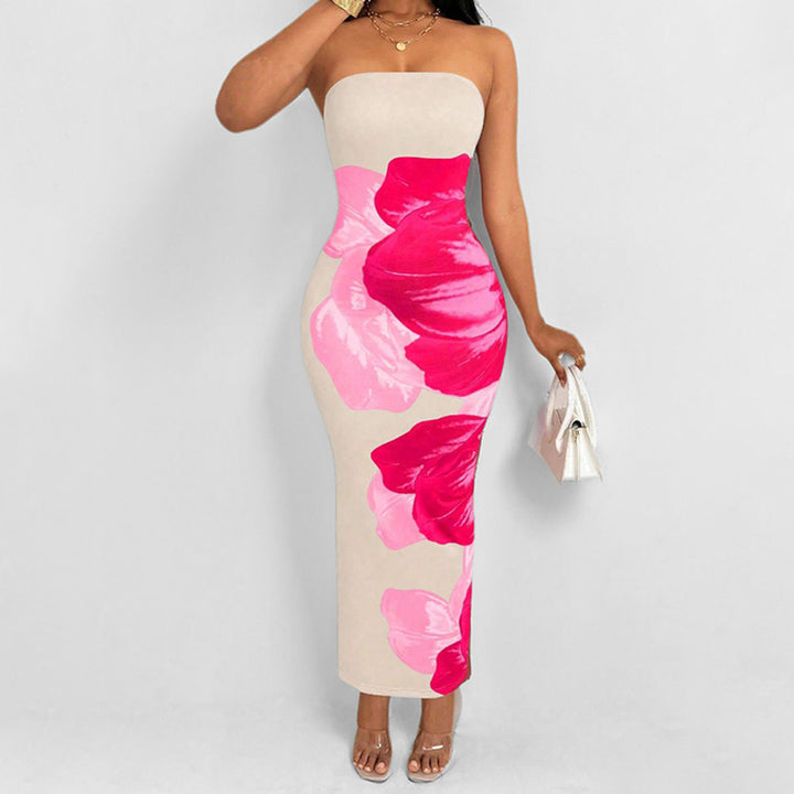 Robe longue ajustée pour femmes avec motif floral Levoire