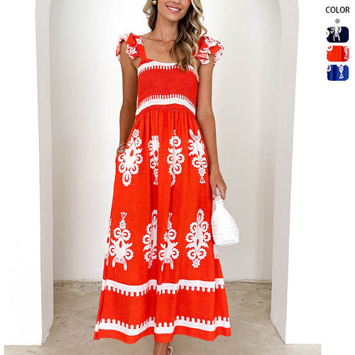 Robe maxi femme avec design décolleté et motifs floraux Levoire
