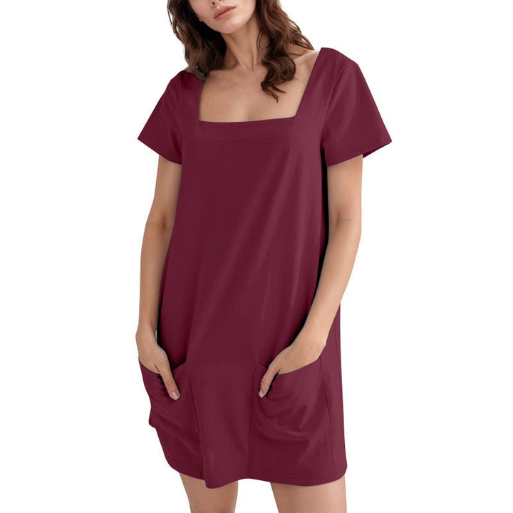 Levoire | Robe fourreau à encolure carrée à manches courtes Rouge vin