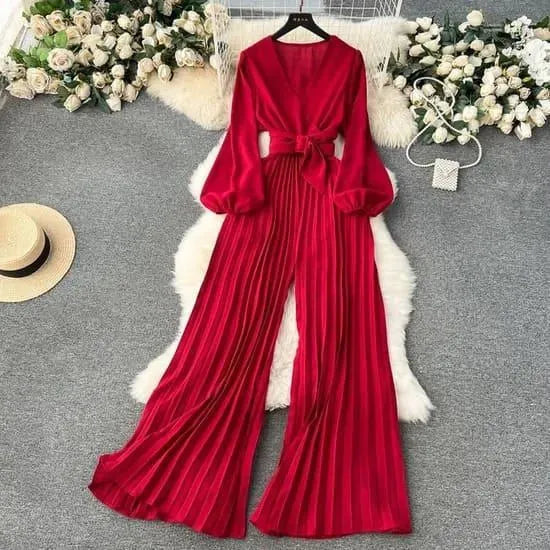 Levoire | Combinaison femme avec des manches bouffantes Rot Taille libre