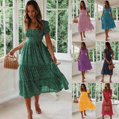 Levoire | Robe à fleurs Col carré Manches bouffantes