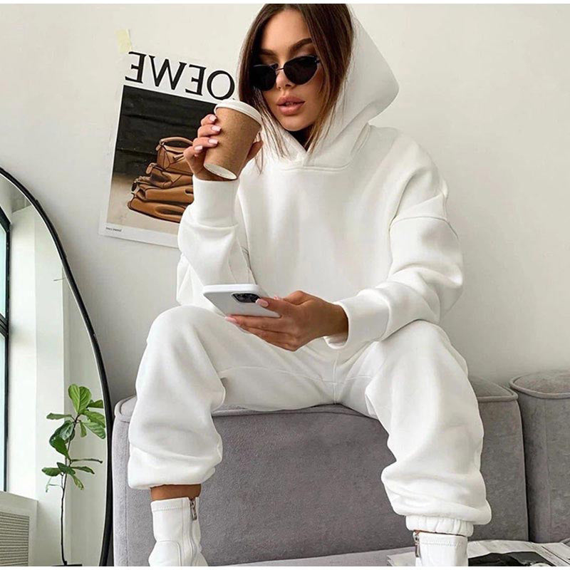 Levoire | Sweat-shirt décontracté à capuche, série à deux pièces Blanc