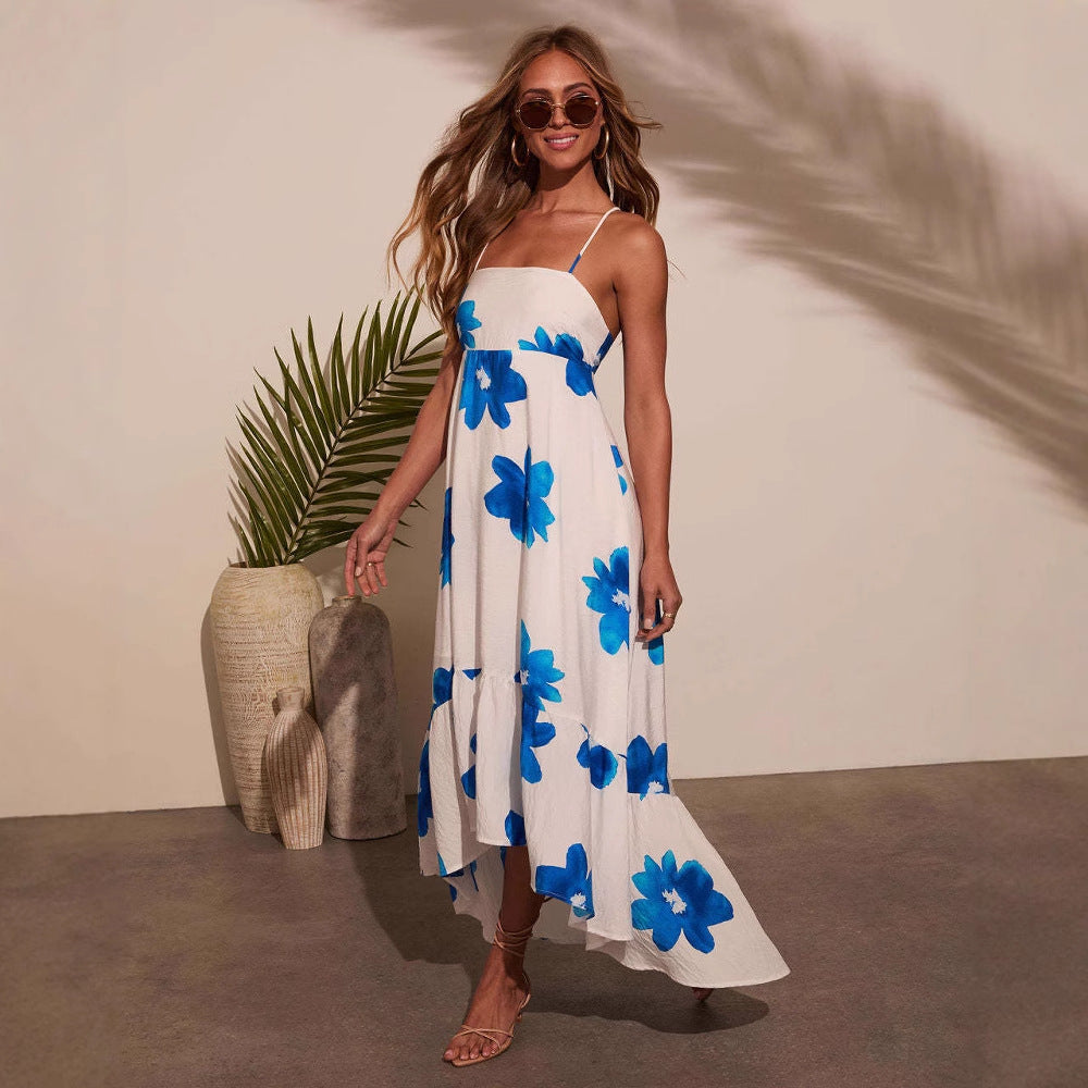 Robe maxi d'été pour femmes avec bretelles et jupe volumineuse Levoire