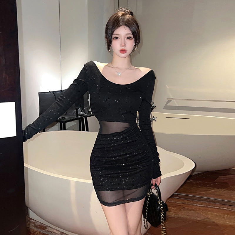 Levoire | Robe Bodycon à Découpe en Réseau Brillante Sexy