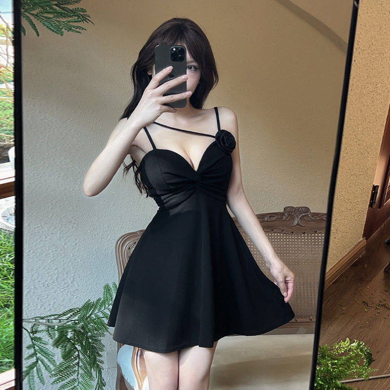 Levoire | Robe à bretelles grande à dégradé avec fente noir
