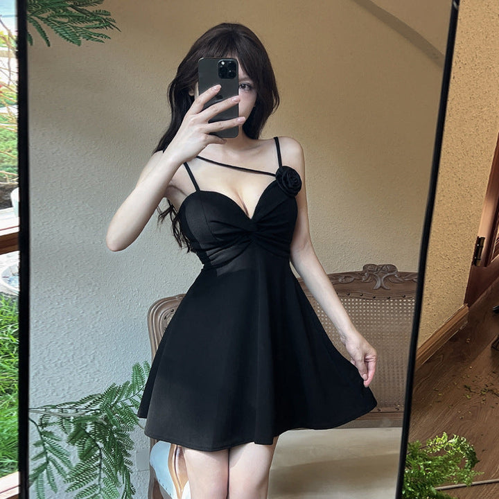 Levoire | Robe à bretelles grande à dégradé avec fente noir