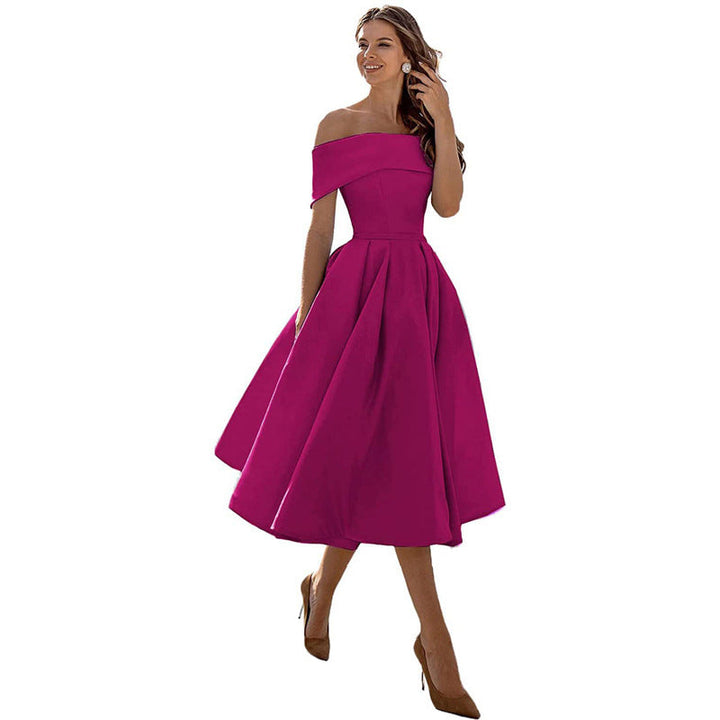 Levoire | Robe de soirée satinée sans bretelles lässig Rose rouge
