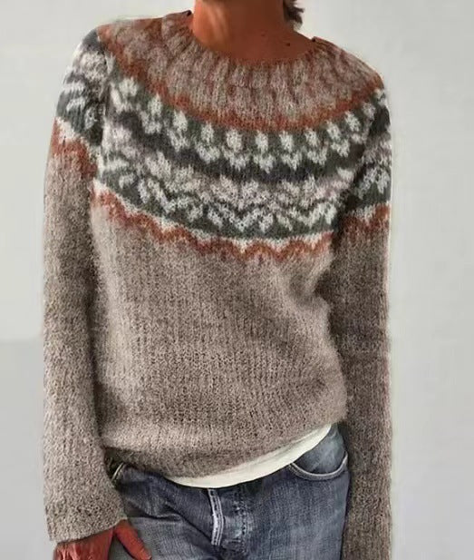 Levoire | Pull En Tricot Rétro Pour Femmes Chaud Et Confortable Beige Gris