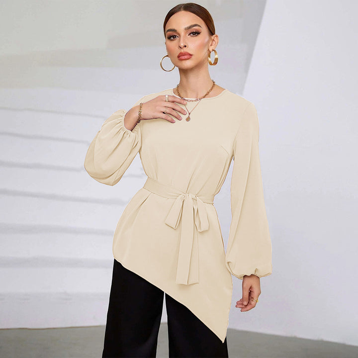 Blouse asymétrique pour femmes avec ceinture à la taille Levoire