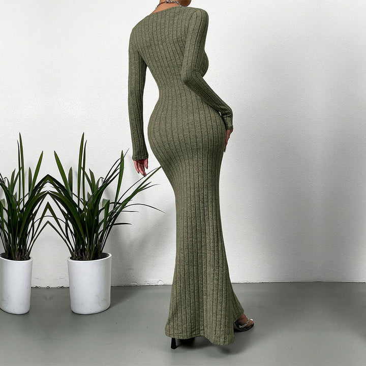 Robe maxi à manches longues pour femmes dans un design côtelé élégant Levoire