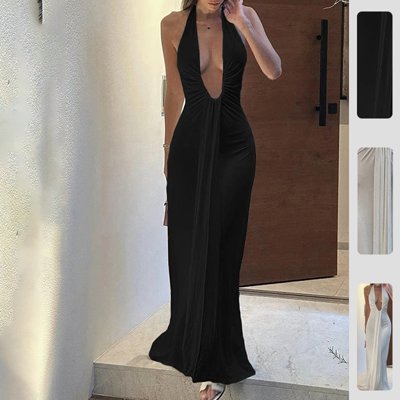 Robe maxi pour femme avec décolleté en V profond et effet drapé sophistiqué Levoire