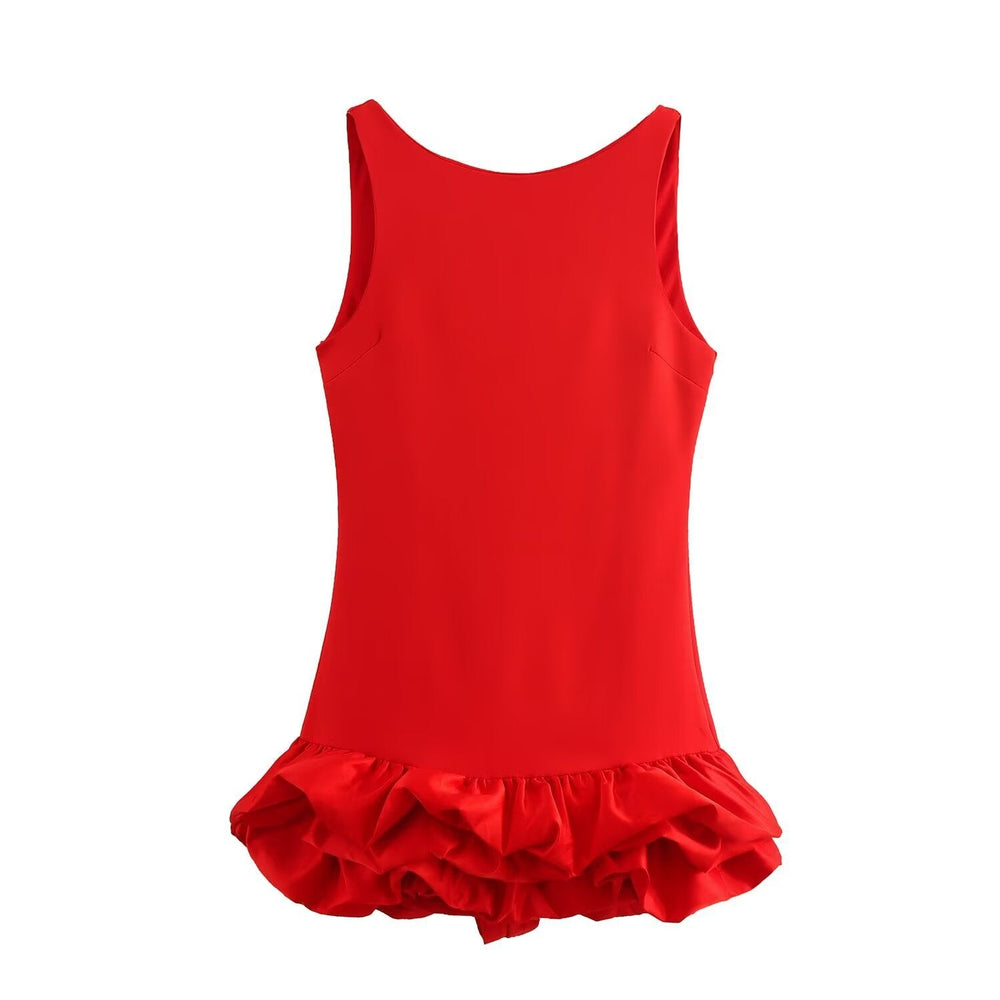 Levoire | Élégante robe courte sans bretelles à plis décoratifs Rot