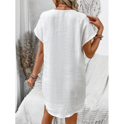 Levoire | Robe d'été à boutons en coton lin à décolleté V