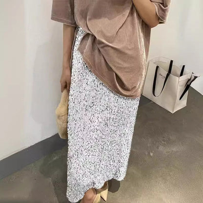 Levoire | Jupe longue droite élastique à fente élégante