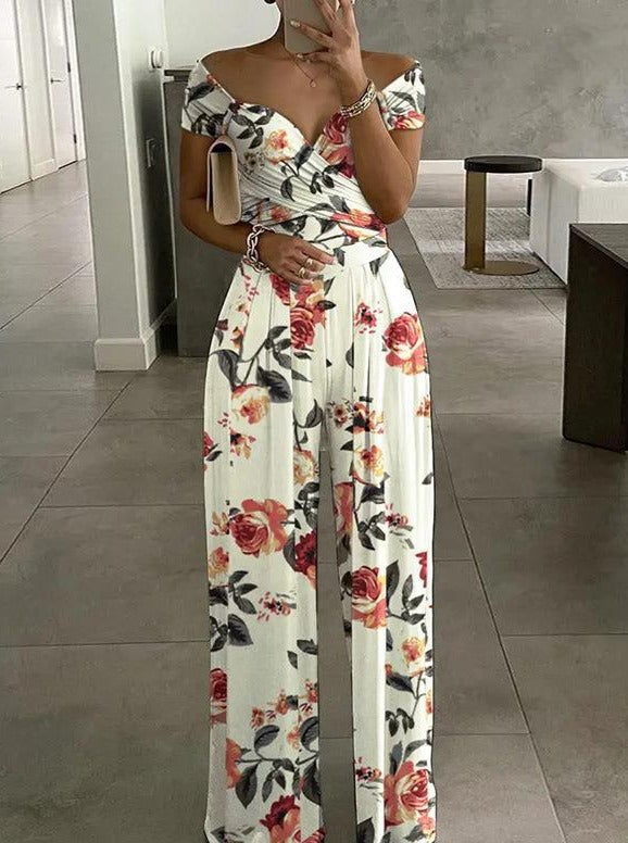 Levoire | Combinaison Large Et Fluide Avec Imprime Tendance Et Confort Absolu Fleurs blanches