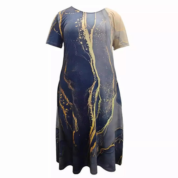 Levoire | Robe femme à manches courtes en motifs de printemps et d'été Impression grise