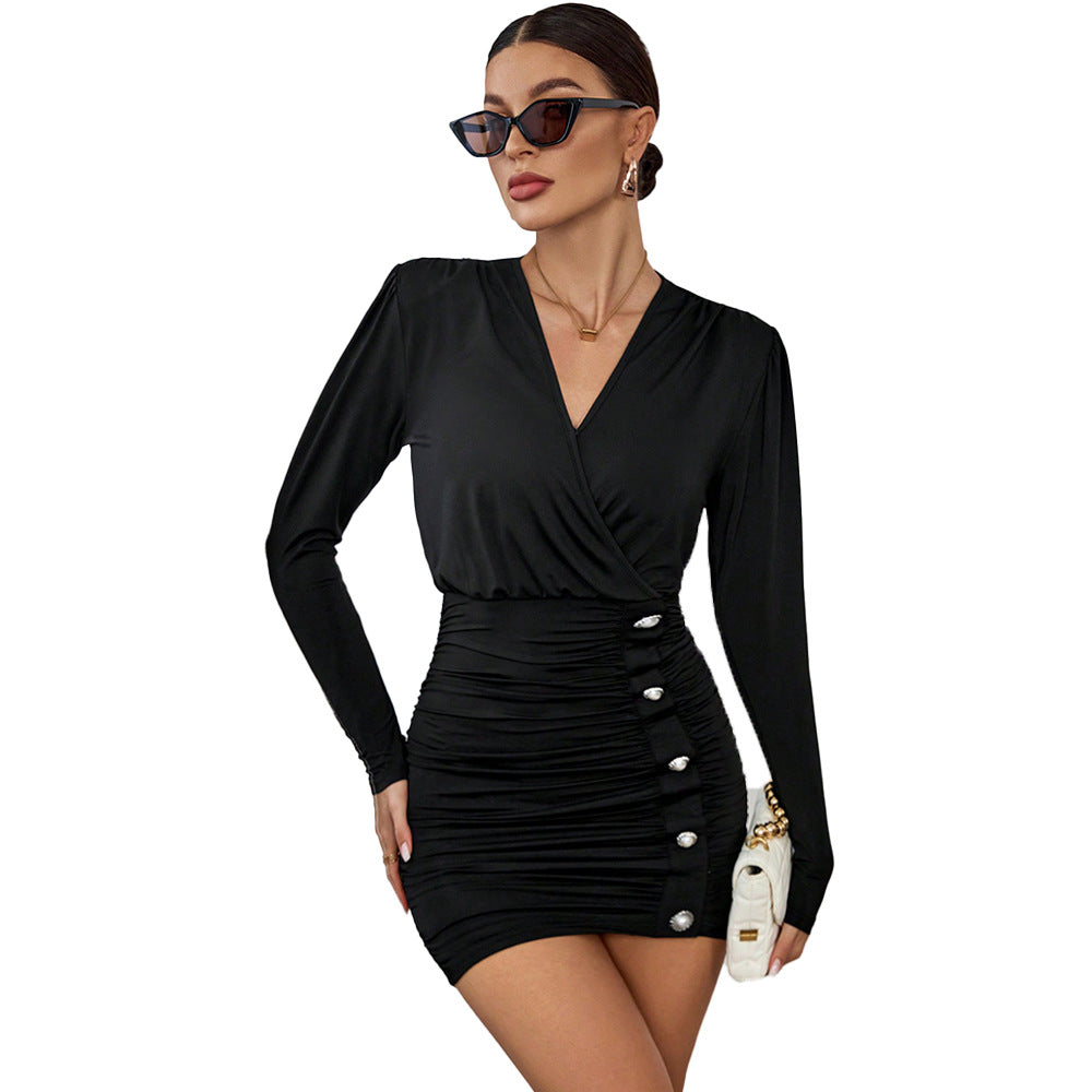 Robe mini femme avec fronces et élégante encolure en V Levoire