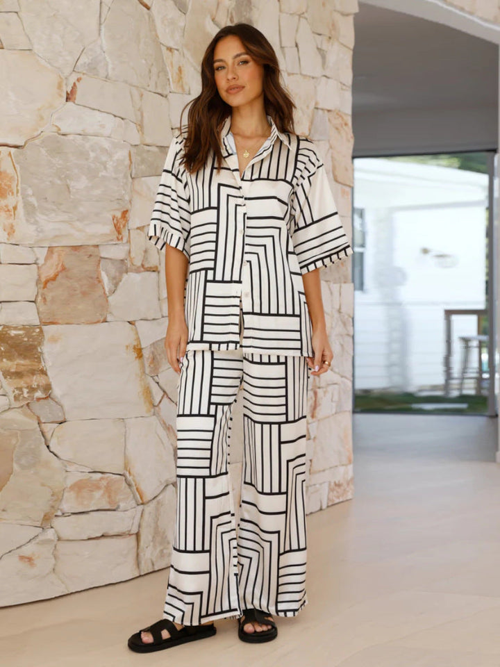 Levoire | Robe À Manches Courtes Imprimée Couleur Adaptée