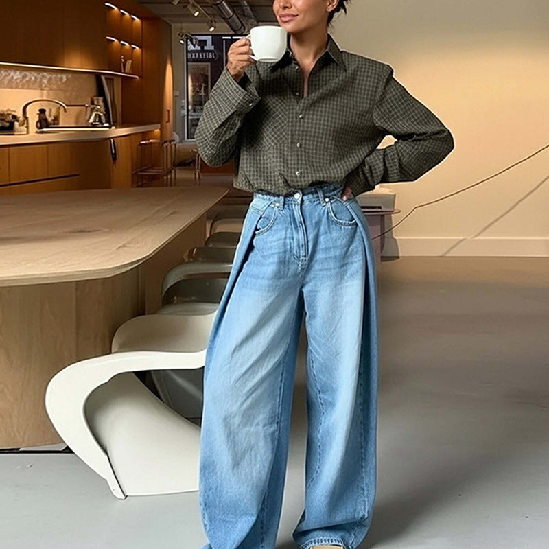 Blouse à carreaux élégante pour femmes avec coupe décontractée Levoire