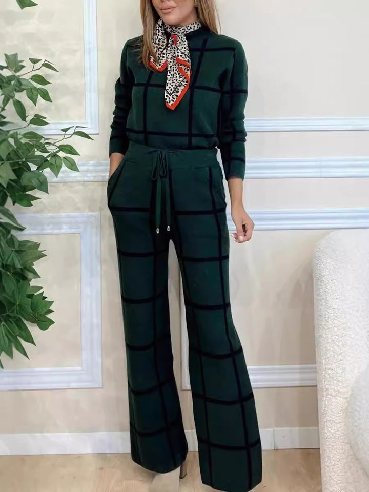Ensemble de détente confortable pour femmes avec un motif à carreaux à la mode et des poches pratiques Levoire