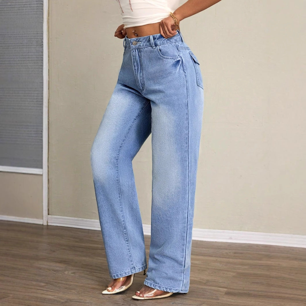 Jean pour femmes coupe large avec taille haute et coupe décontractée Levoire