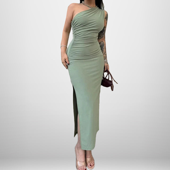 Robe enveloppante élégante pour femme avec design asymétrique et fente haute Levoire