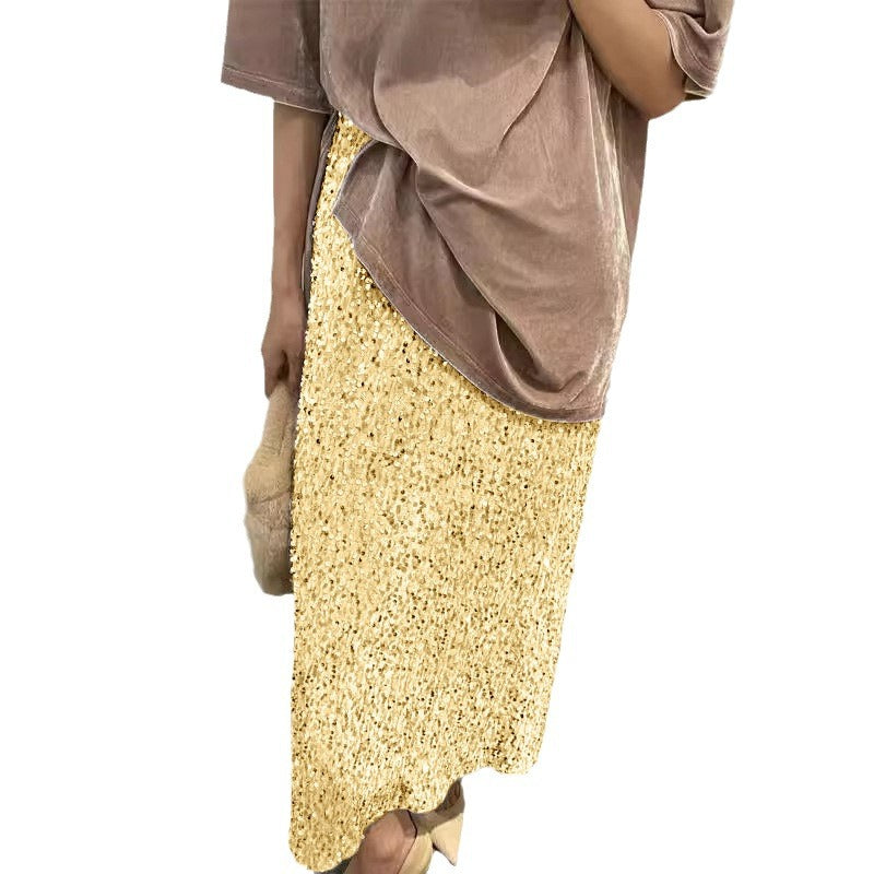 Levoire | Jupe longue droite élastique à fente élégante