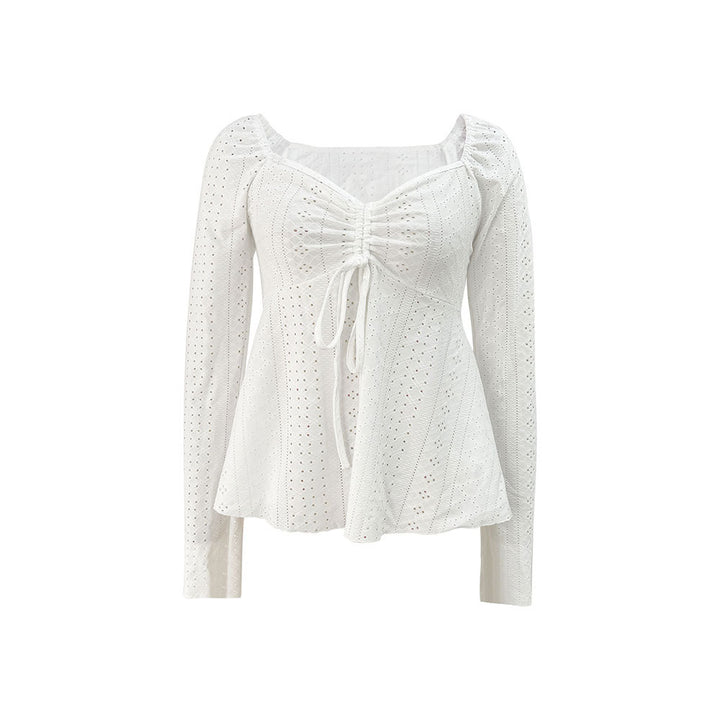 Blouse pour femme avec des détails en volants décorés et un design élégant à lacets Levoire