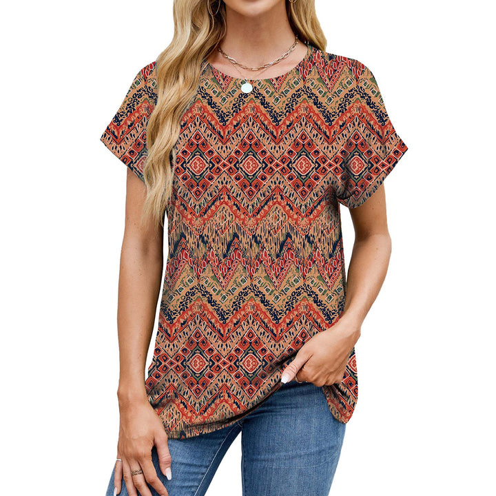 Levoire | Rento Col Rond Détachable T-Shirt à Manches Courtes Geometristi Fleur