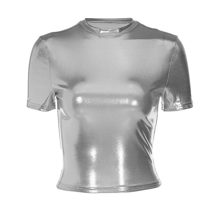 Levoire | T-shirt métallique Slim Fit Printemps Argent