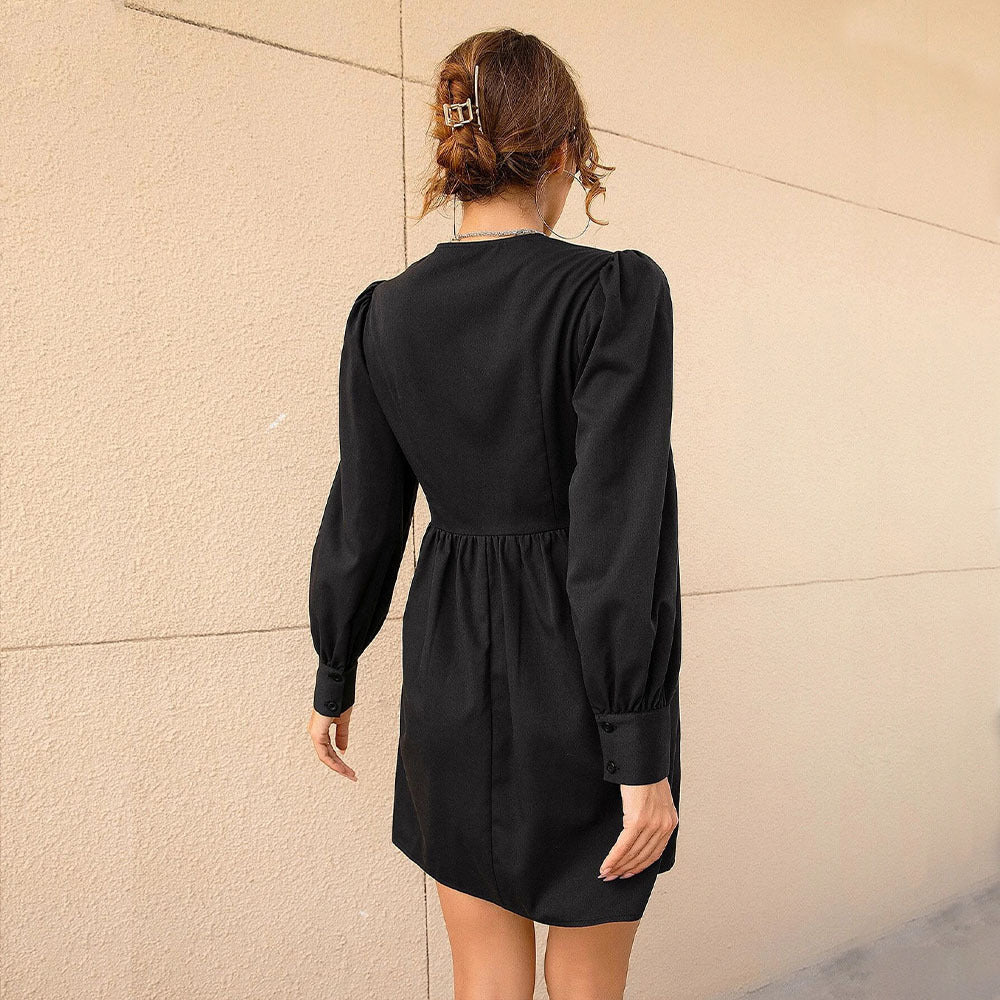 Levoire | Élégant Robe A-ligne à Manches Bouffantes Longues