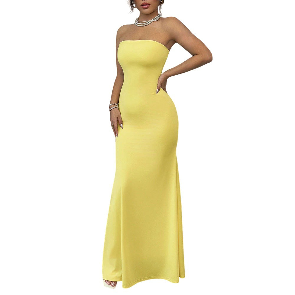Robe maxi enveloppante ajustée pour femmes avec design décolleté et fente sexy au dos Levoire