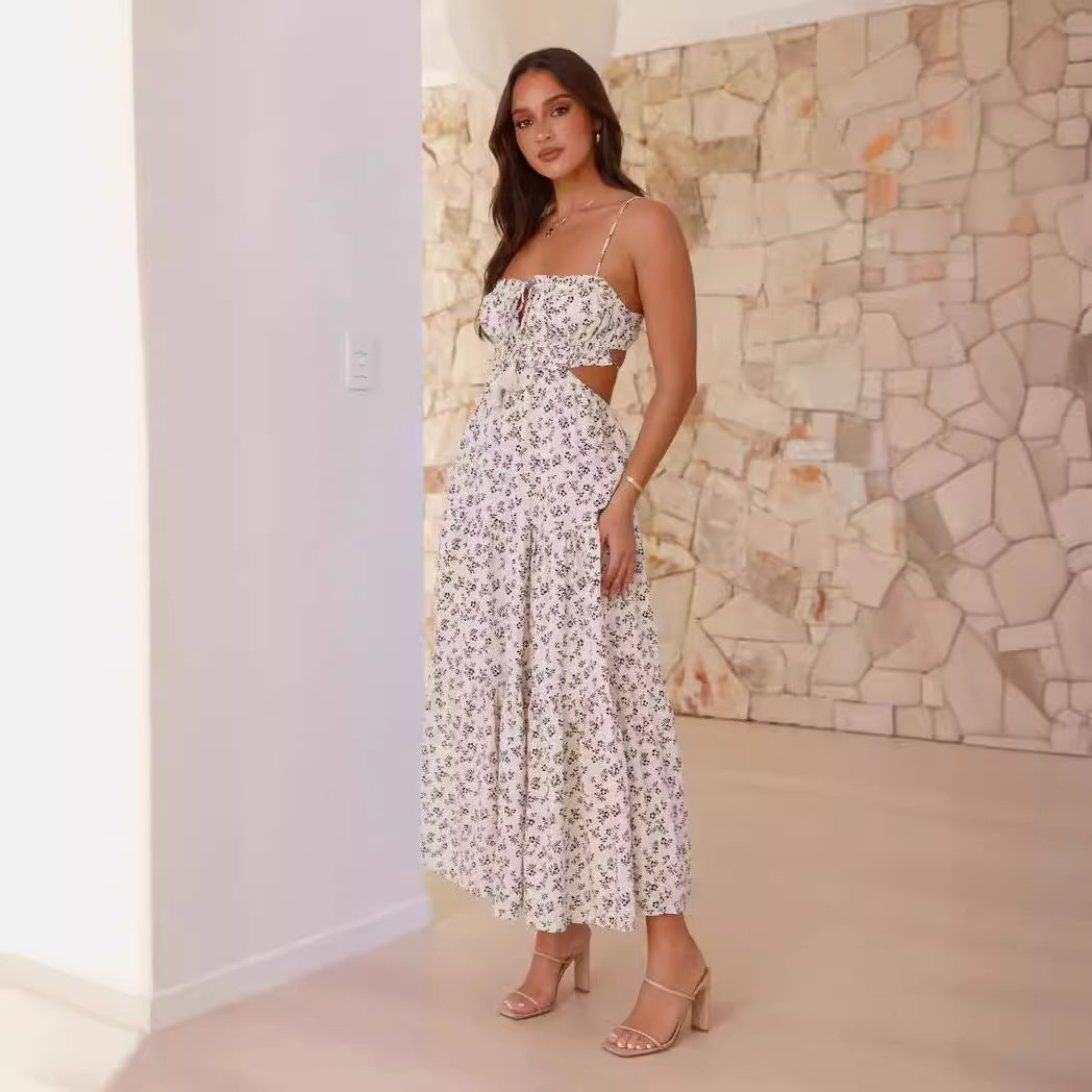Robe maxi hamac pour femmes avec volants et accents en dentelle Levoire
