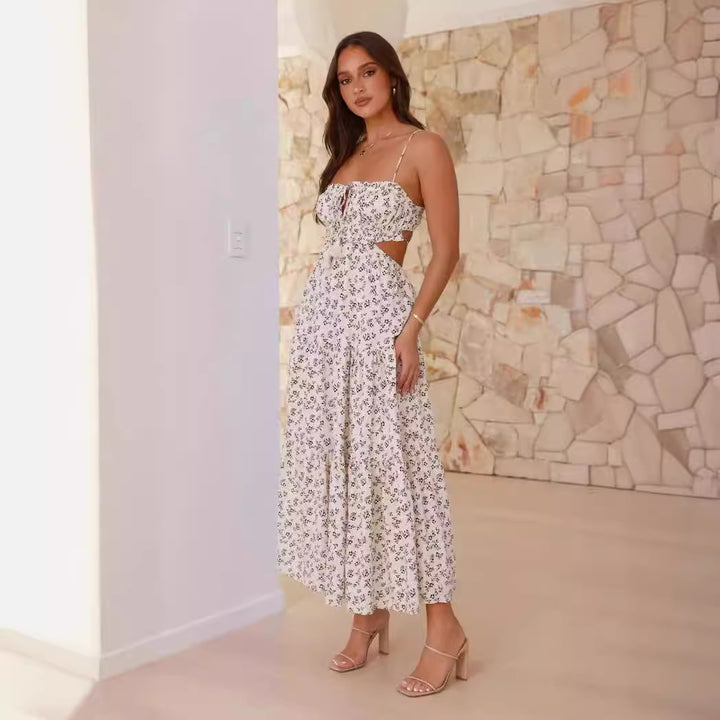 Robe maxi hamac pour femmes avec volants et accents en dentelle Levoire
