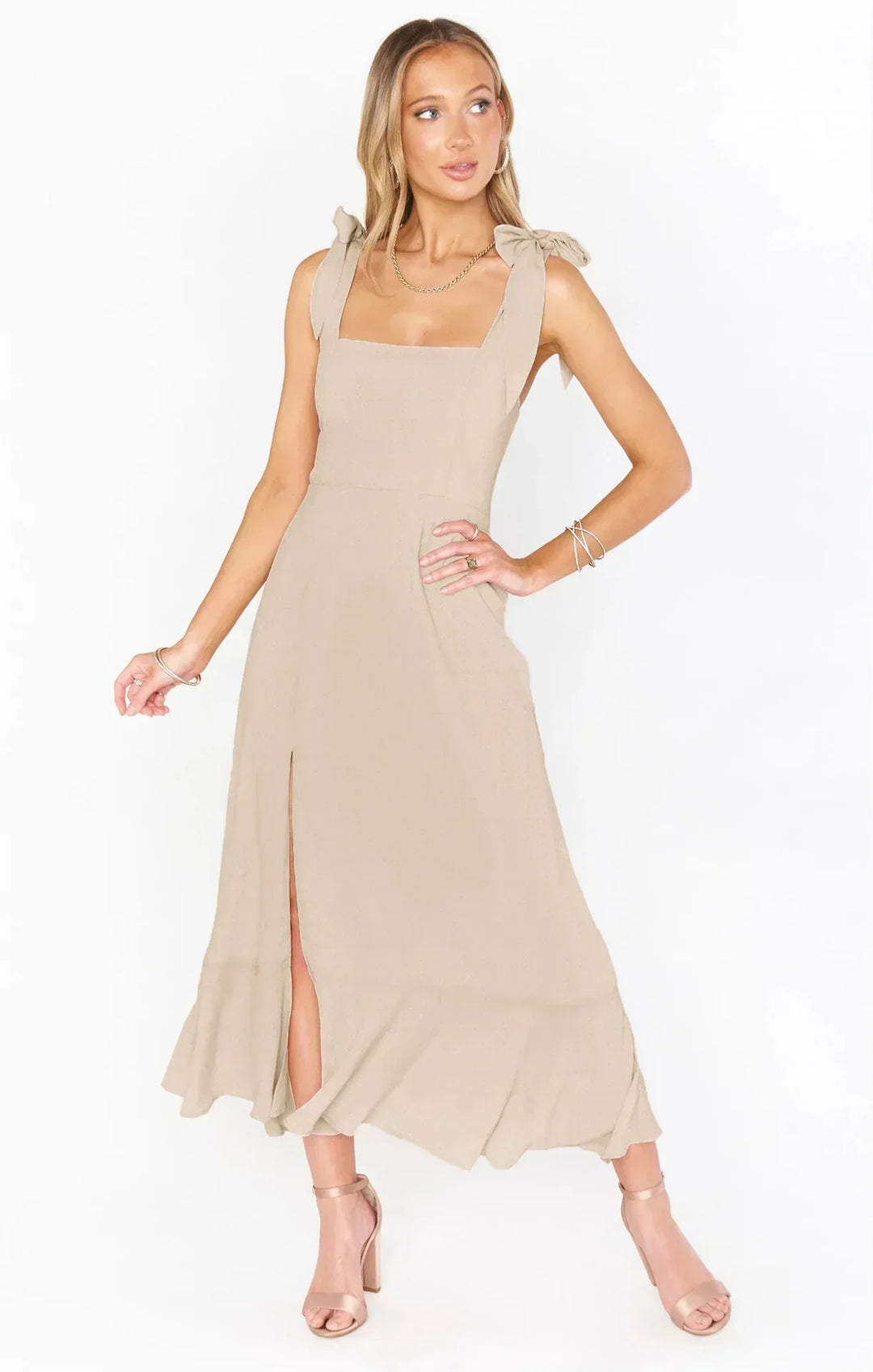 Levoire | Robe D'Été Élégante Imprimée Sans Manches Vêtement De Loisirs Beige et abricot