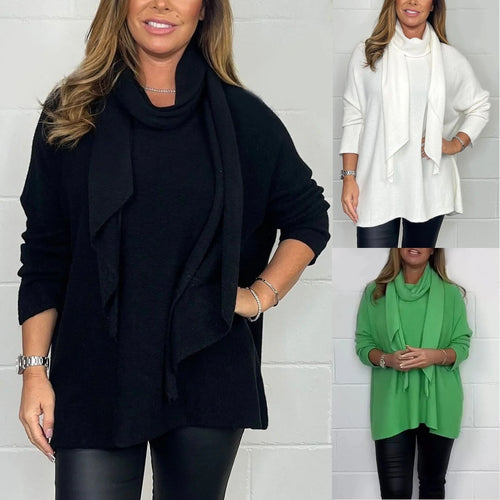 Pull femme décontracté avec foulard à la mode Levoire