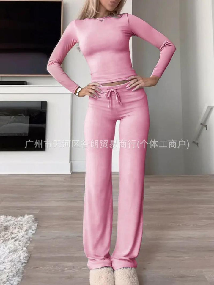 Levoire | Confortable Longue manche-Casual-Accessoire de mode-Duo pièce-Set Rosa
