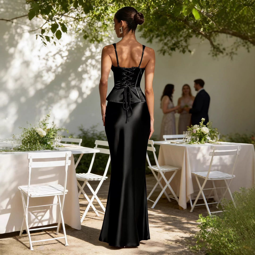 Robe de soirée élégante pour femmes avec décolleté en V profond et coupe sculptante