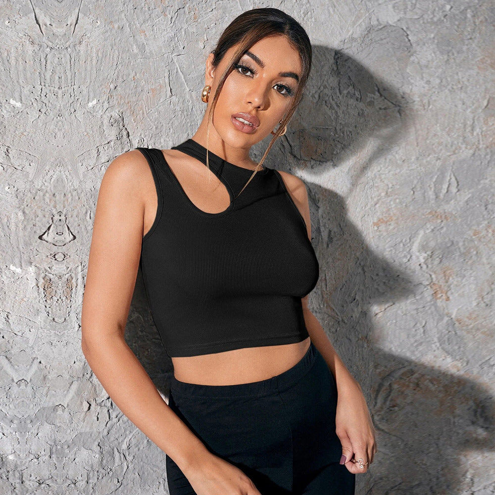 Top court femme à coupe asymétrique et design de bretelles élégant Levoire